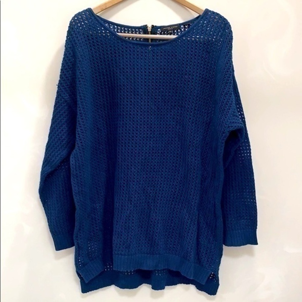 Jeanne Pierre Blue Open Knit Sweater